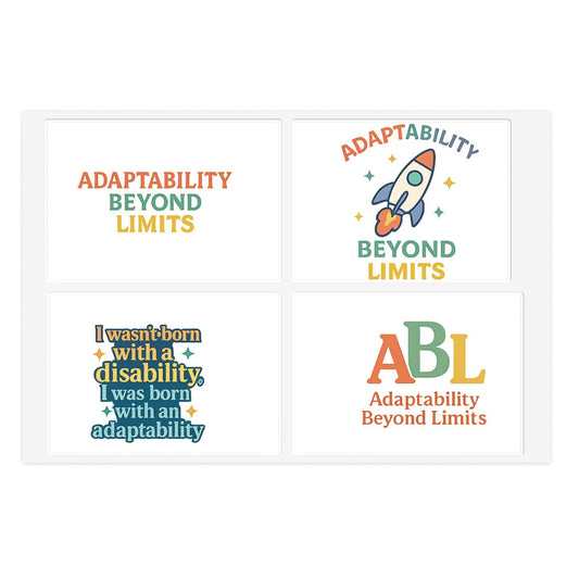 Adaptability Beyond Limits Sticker Sheet | Disability Pride Designs